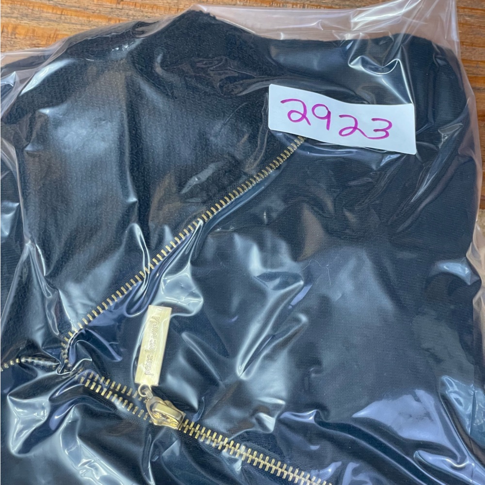Peace Love World Black Sweatshirt with Gold Zipper - Picture 9 of 9